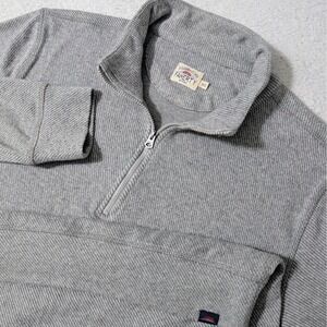 Faherty 1/4 Zip Pullover Mens Med Gray Stretch Diagonal Texture MKC0100 viscose